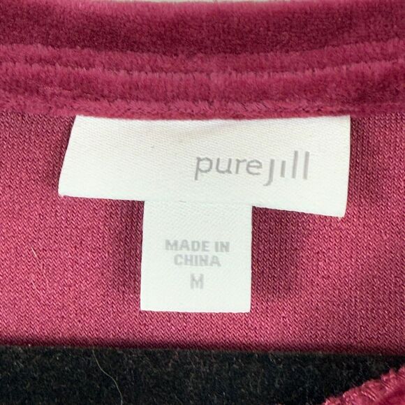 J.Jill Pure Jill Dress Women's Sz M Rose Pink Velvet Long Sleeve Shift Modest - Picture 3 of 8